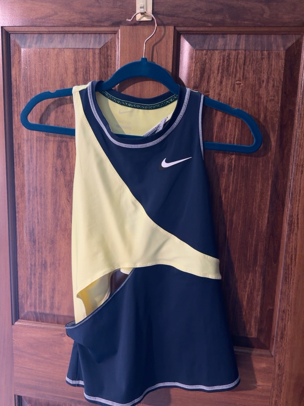 Nike Yellow & Navy Colorblock Layered Racerback Athletic Tank